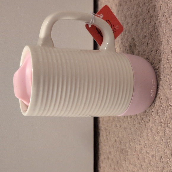 Ello Other - Ello White and Pink Ceramic Travel Mug 14 Oz NWT